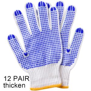 TRENY Glove With Blue Dots/Knitted Cotton Gloves with PVC Dots / Rubber Grip Gloves