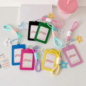 MKEB ป้องกันบัตรประจำตัว ปกบัตรรถบัสหนัง หนัง PU บัตรเครดิต ที่เก็บการ์ดภาพเกาหลี หลากสี ห้อยกุญแจ ที่เก็บบัตรประจำตัว งานธุรกิจ