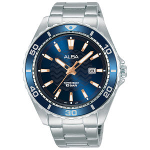 ALBA ORIGINAL - ALBA AG8L25 X1 ALBA AG8L25X1 Men RO - Silver - Stainless Steel - Diameter 44mm - Water Resist 100 Meter - Jamdunia / Jam dunia JD19 # Jam Tangan Pria Jam Pria Jam Tangan Anti Air + ALBA AG8L 25 AG 8L 25 X1 AG8