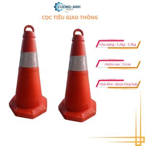 Cọc tiêu nhựa đỏ phản quang trắng nhựa PVC Nhật Quang 55cm cọc tiêu giao thông chóp nón cầm tay cọc tiêu phân làn giao thông cọc tiêu cảnh báo nguy hiểm khu vực công trường hàng chất lượng cao Loại 1