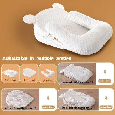 Adjustable Baby Pillow Cotton Breathable Flat Head Prevention Anti Reflux for Newborn Baby Feeding Sleeping 0 6 Months Hot Sale