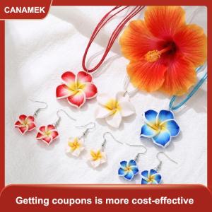 【CANAMEK】 Boho Nhựa Hoa Thả Bông Tai Mềm Đất Sét Trọng Lượng Nhẹ Tuyên Bố Bông Tai Cho Phụ Nữ Người Đàn Ông Hoàn Hảo Cho Mùa Hè Kỳ Nghỉ