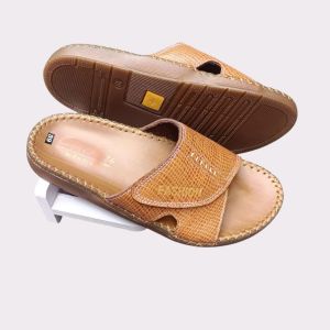 Dép nam quai ngang da bò đế doctor dẻo DT25 quai bản xé dán tăng size tiện lợi