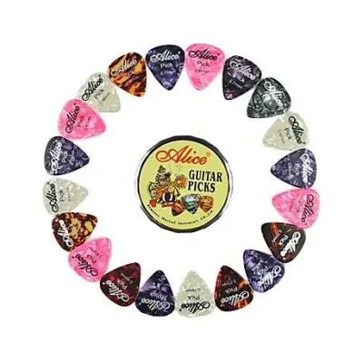 20 Pcs Alice Acoustic Guitar Picks Plectrums + 1 Roundmetal Picks Box Case A011B