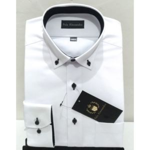 Kemeja Putih Doby Polo Alessandro Kerah Kombinasi Slimfit Lengan Panjang