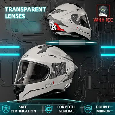 NEVA Original Motorcycle Full Face Helmet Dual Visor With ICC Sticker Spoiler Unisex