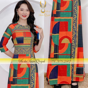 Áo Dài Họa Tiết Thổ Cẩm Tôn Dáng Thanh Lịch Lụa Habutai K99 - Áo Dài Xuân Quỳnh