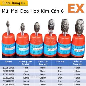 6-16mm Mũi mài doa hợp kim cán 6 EX | Cùi thơm cán 6 ly | Mũi mài hợp kim Vonfram siêu cứng chuyên mài kim loại gỗ nhự
