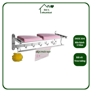 Máng khăn tầng đa năng Inox 304 PHÁT ĐẠT không rỉ sét thanh treo khăn giá móc khăn mặt nhà tắm vắt khăn inox (SP027A)