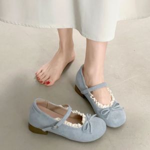 Free Shipping Bow-Knot Korean-Style Dress Sweet And Feminine New Shallow-Toe Flats Spring Shoes For Women 2026 Lace With Flat Soles