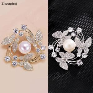 【ZP】Cute เข็มกลัดผีเสื้อบินพวงมาลาที่สง่างามสำหรับผู้หญิงหมุดมุกพลอยเทียมเสื้อช่อดอกไม้สำหรับผู้หญิงเข็มกลัดปาร์ตี้งานแต่งงานของขวัญ