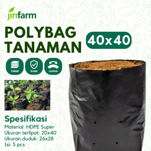 JIRIFARM - Polybag Tanaman 40x40 Tebal Awet Plastik Polibag Besar 40 x 40 Jumbo Bibit Sayuran Buah 5pcs