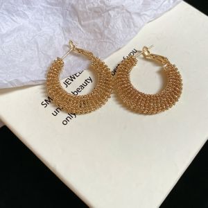 QIWANBA19 Round Geometric Hoop Earrings Gold Silver Circle Ear Hoop Earrings Vintage Metal Womens Jewelry Party