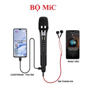 Micro Đa Năng K2 - Hát Karaoke Livestream Thu Âm Tích Hợp Soundcard Âm Thanh Chuyên Nghiệp Pin Trâu Nhỏ Gọn