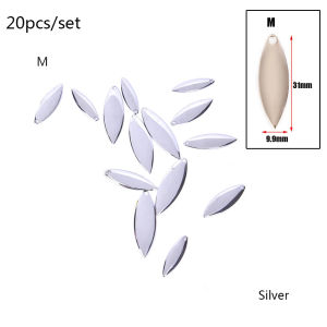GORGE 20pcs Spinner Tackle Sequin Smooth Nickel VIB Lure Blades Metal WillowMetal Fishing Attractor Spinner