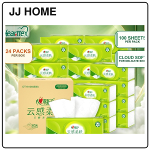 【JJ HOME】 【24Packs/Box】心相印Hearttex 3-Ply Facial Tissue 100 Sheets Soft Box Tissue for Home Office Delicate Skin