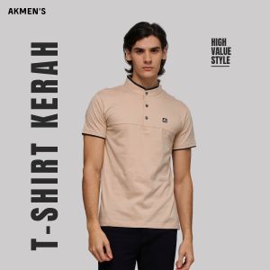 AKMENS T-Shirt Pria Kerah Sanghai 1.0 Beige