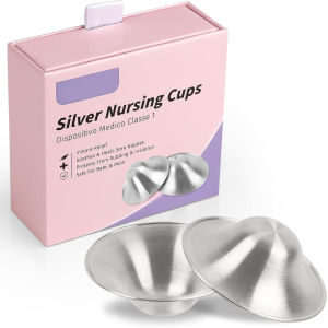 SG Womans Silver Nursing Cups 1 Pair (2 Sizes) Breast Shields Heal Soothe & Protect Nipples For Breastfeeding
