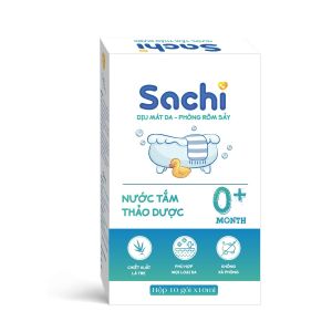 Nước Tắm Thảo Dược An Toàn Cho Bé SACHI Hộp 10 gói x 10ml Làm Sạch Nhẹ Nhàng Diu Mát Da Ngăn Ngừa Mảng Bám Da Đầu
