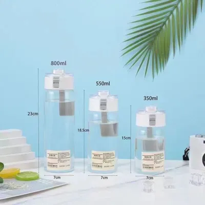 Bình Nước Nhựa Trong Muji Thể Thao 350ml 550ml 800ml Bằng Nhựa Có Nắp Đậy Quai Đeo Tiện Dụng