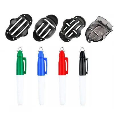 MAOMEI 8Pcs/Set Màu sắc rực rỡ Bộ đánh dấu đường bóng golf Chính xác 4 khuôn đánh dấu Bút đánh dấu bóng golf Dụng cụ hỗ trợ tập luyện thể thao Bền Dụng cụ tập căn chỉnh bóng golf Ngoài trời