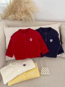 Baby girls sweater for spring and autumn 2026 Girls Cable Knit Cardigan Childrens Fashionable Autumn Coat