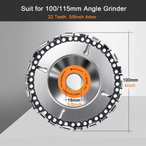Wood Carving Chain Disc 4 Inch 22 Teeth Saw Blade for Grinder Chain Disc Grinding Shaping Attachment Circular Chainsaw Wheel
