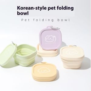 BEIERWA ชามให้อาหารสุนัขซิลิโคนแบบพกพาสำหรับใช้งานกลางแจ้งจานให้อาหารน้ำยุบได้