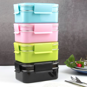 With Lunch Bag Double Layer Bento Lunch Box With Bag 304 Stainless Steel Insulated Food Storage Container Keep Warm Bekas Makanan Bekal