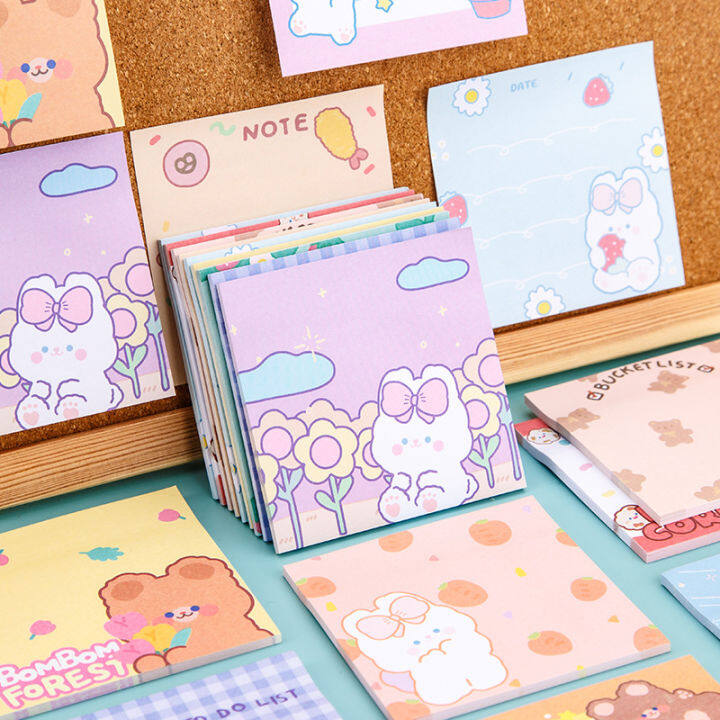 Cute Cartoon Sticky Memo Sheet Pad (90 sheets) 少女卡通可爱日系便利贴高颜值学生用粘性小本子 ...