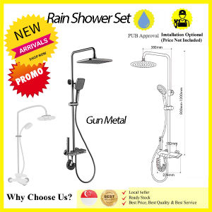 [SG👍🏻PUB Approval & Authorized Seller] New Arrival High-Quality Gun Metal Rain Shower Set