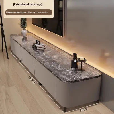 [SG] Space-Saving Corner TV Console Solid Rubberwood with Sintered Stone Countertop Italian Modern Design Fully Assembled Living Room Cabinet for Small Space