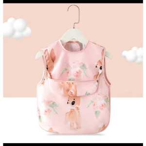 2 in 1 Coverall childrens waterproof and anti-dirty baby eating bib summer sleeveless reverse dressing apron infant