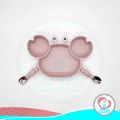 Akio Baby Kiara Crab Design Silicone Suction Plate with Spoon and Fork. 