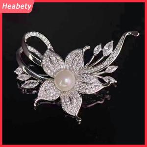 Heabety Tinh Tế Hoa Ngọc Trai Trâm Thời Trang Kim Loại Ve Áo Pins Cho Phụ Nữ Cô Gái Đa Năng Sáng Bóng Corsage Quần Áo Phụ Kiện Quà Tặng