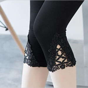 Ren xà cạp XS-7XL mỏng mùa hè 3/4 Crochet ngắn jegging chặt chẽ phương thức quần vải bông cỡ lỡn màu xám đen trắng hồng 6XL 5XL 4XL 3XL
