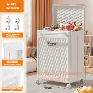 Free Installation Toys Storage Box with Lid & Movable Laundry Basket Plush Doll Organizer For Kids Fireheart Warrior