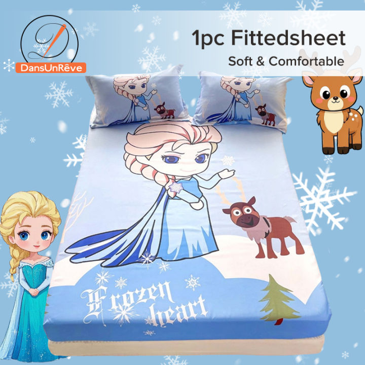 Dansunreve%20Elsa%20Fitted%20Sheet%20Disney/Marvel%20Series%20Snow%20White%20Bedsheet%20Single/Queen/King%20Cartoon%20Mattress%20Protector%20-%20Image%202