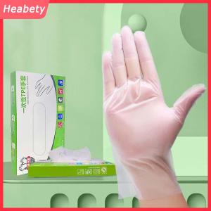 Heabety 60 cái hộp Cao Su Miễn Phí Găng Tay TPE Găng Tay Dùng Một Lần Trong Suốt Không Trượt Axit Làm Việc An Toàn Thực Phẩm Cấp Hộ Gia Đình Làm Sạch Găng Tay