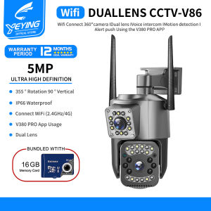 YEYING CCTV camera connect cellphone V86 Wifi connect 360 Outdoor waterproof 5MP Dual Lens Wireless Two Way Audio 4G CCTV Home IP Security Cameras Using the V380 PRO APP
