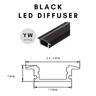 BLACK LED Strip Light Diffuser Channel Aluminium Profile 1meter Surface Mount Recessed