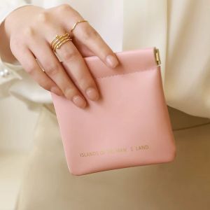 [Tutup Otomatis] Pouch Mini Serbaguna Kulit PU – Tempat Kosmetik Kabel Earphone Uang Koin | Tas Travel Portable