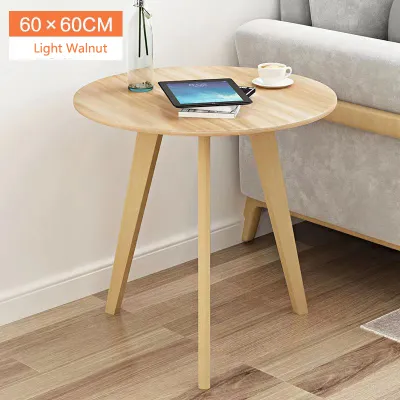 Solid Wood Round Coffee Table Side Table Living Room Bedside Table Solid Wood Legs Tea Table