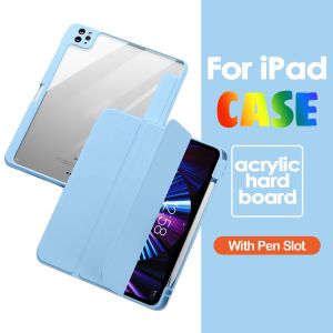 For Case Pro11 7th 8th 9th 10.2 Air4/5 10.9 2020/2021 With Pencil Holder Clear Acrylic Case