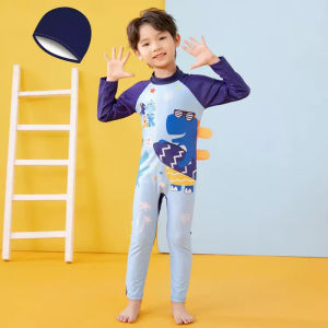 IMPOR BAJU RENANG TERUSAN PANJANG SET DENGAN TOPI RENANG ANAK COWOK BAHAN TEBAL