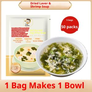 Tang Xuesao Low-Fat Light Meal | Seaweed & Shrimp Skin Instant Soup | Individual Ready-to-Brew Packets | 10 Packs