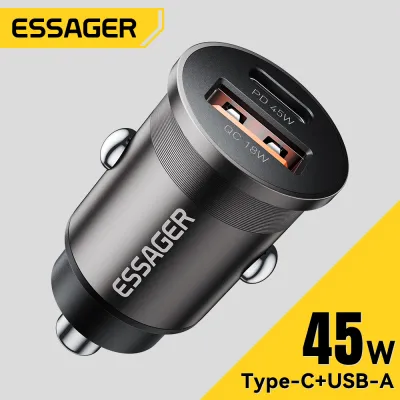 Essager 45W USBA Type-C Car Charger Type C PD45W Fast Charging QC3.0 For iPhone 16 15-6 Huawei Samsung Xiaomi15 Trucks Pickups SUVs USB A+C Mini Car Chargers