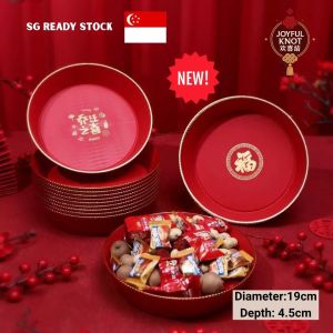 [SG READY STOCK] Double Happiness Fruit & Candy Tray | Wedding & Housewarming Tray 金边喜字果盘