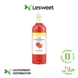Lesweet Zero Calories Strawberry Flavor Syrup 1L Halal