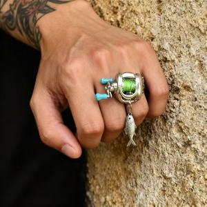 Neck Chain Luxury Fishing Reel Necklace Detachable Exquisite Fishing Reel Ring Pendant Men Neck Pendant Daily